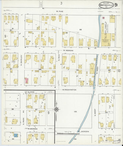 Sanborn Fire Insurance Map from Martinsville, Morgan County, Indiana (1916), Sheet #0009 - Complete Map Set gallery image, historic Sanborn map, vintage wall art, Indiana Indiana
