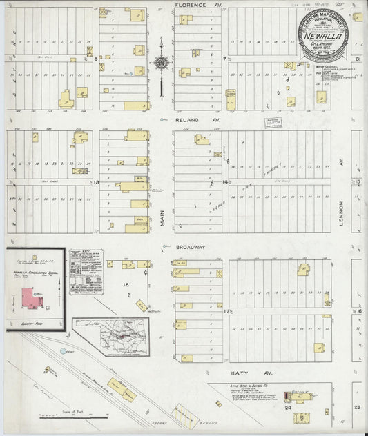 Sanborn Fire Insurance Map from Newalla, Oklahoma County, Oklahoma (1922), Sheet #0001 - Historic Sanborn Fire Insurance Map Print, vintage old map wall art, antique decor, genealogy gift, Newalla Oklahoma map