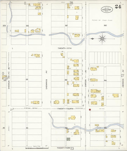 Sanborn Fire Insurance Map from Hoquiam, Grays Harbor County, Washington (1907), Sheet #0024 - Complete Map Set gallery image, historic Sanborn map, vintage wall art, Washington Washington