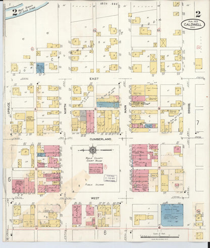 Sanborn Fire Insurance Map from Caldwell, Noble County, Ohio (1932), Sheet #0002 - Historic Sanborn Fire Insurance Map Print, vintage old map wall art, antique decor, genealogy gift, Ohio Ohio map