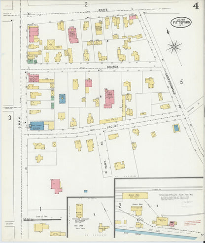 Sanborn Fire Insurance Map from Pittsford, Monroe County, New York (1905), Sheet #0004 - Complete Map Set gallery image, historic Sanborn map, vintage wall art, New York New York