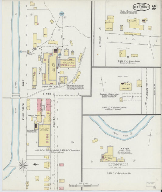Sanborn Fire Insurance Map from Oakmont, Allegheny County, Pennsylvania (1895), Sheet #0002 - Historic Sanborn Fire Insurance Map Print, vintage old map wall art, antique decor, genealogy gift, Pennsylvania Pennsylvania map