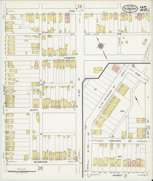 Sanborn Fire Insurance Map from Sunbury, Northumberland County, Pennsylvania (1918), Sheet #0025 - Historic Sanborn Fire Insurance Map Print, vintage old map wall art, antique decor, genealogy gift, Pennsylvania Pennsylvania map
