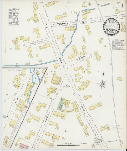 Sanborn Fire Insurance Map from Barton, Orleans County, Vermont (1892), Sheet #0001 - Complete Map Set gallery image, historic Sanborn map, vintage wall art, Vermont Vermont