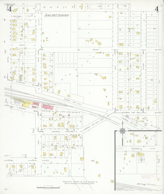 Sanborn Fire Insurance Map from Oxford, Harlan And Furnas County, Nebraska (1937), Sheet #0004 - Historic Sanborn Fire Insurance Map Print, vintage old map wall art, antique decor, genealogy gift, Nebraska Nebraska map