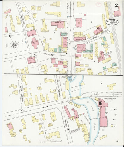 Sanborn Fire Insurance Map from Windsor, Windsor County, Vermont (1894), Sheet #0002 - Complete Map Set gallery image, historic Sanborn map, vintage wall art, Vermont Vermont