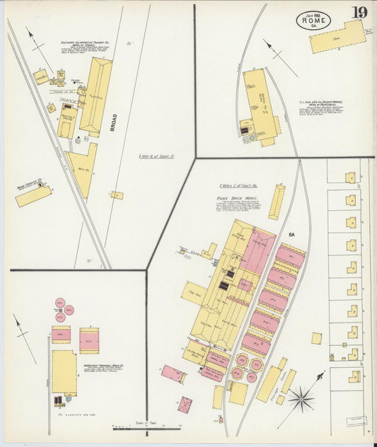 Sanborn Fire Insurance Map from Rome, Floyd County, Georgia (1903), Sheet #0019 - Historic Sanborn Fire Insurance Map Print, vintage old map wall art, antique decor, genealogy gift, Georgia Georgia map