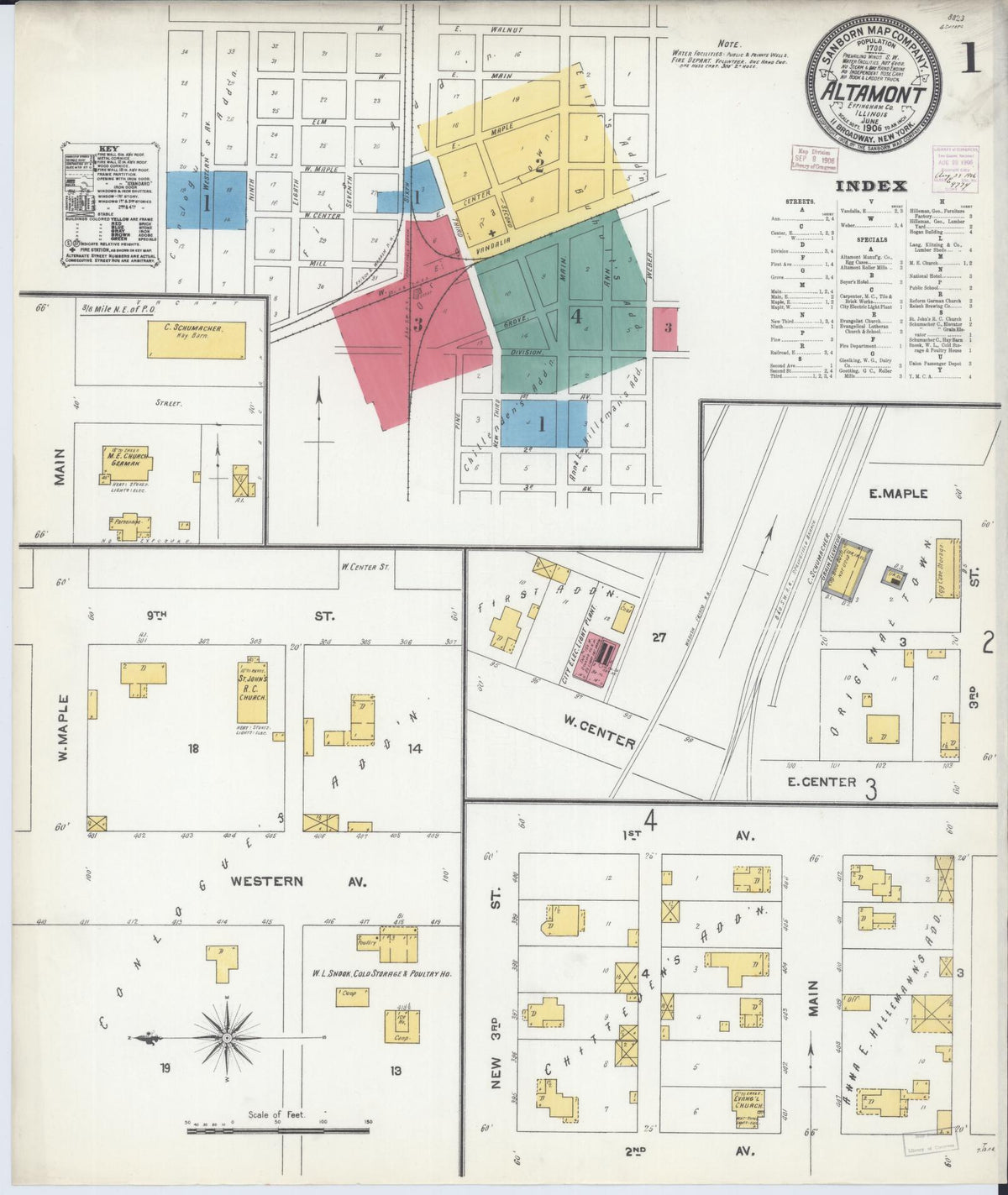 Sanborn Fire Insurance Map from Altamont, Effingham County, Illinois (1906), Sheet #0001 - Complete Map Set gallery image, historic Sanborn map, vintage wall art, Illinois Illinois