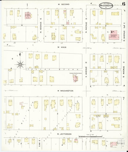 Sanborn Fire Insurance Map from Washington, Washington County, Iowa (1909), Sheet #0006 - Historic Sanborn Fire Insurance Map Print, vintage old map wall art