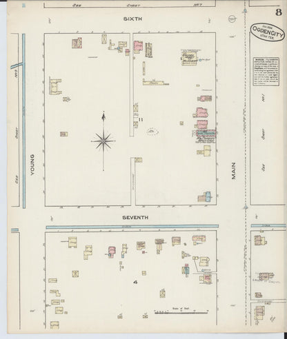 Sanborn Fire Insurance Map from Ogden, Weber County, Utah (1884), Sheet #0008 - Complete Map Set gallery image, historic Sanborn map, vintage wall art, Utah Utah