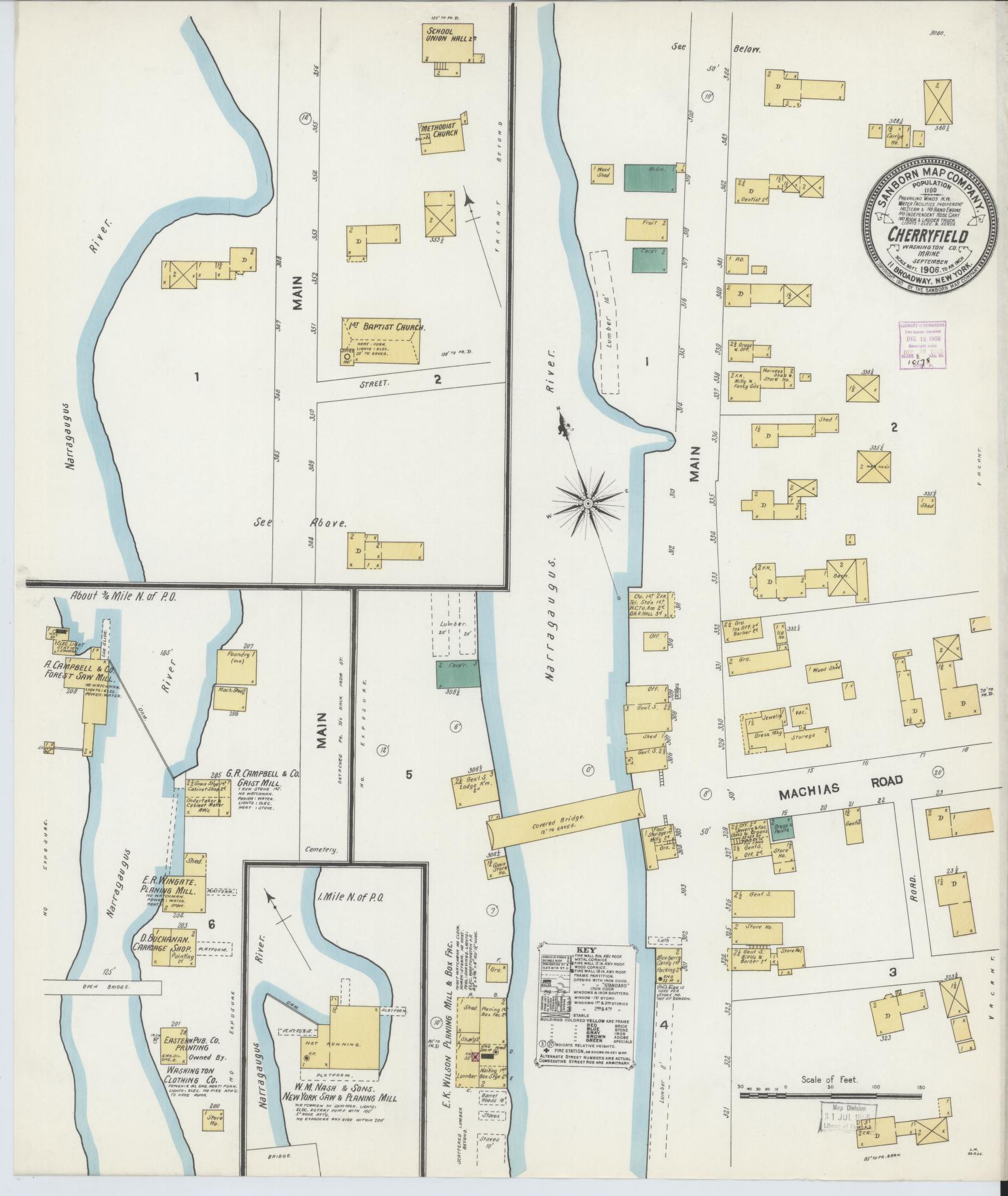 Sanborn Fire Insurance Map from Cherryfield, Washington County, Maine. (1906) – Historic Sanborn Fire Insurance Map Print