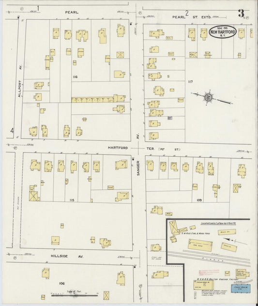 Sanborn Fire Insurance Map from New Hartford, Oneida County, New York (1915), Sheet #0003 - Historic Sanborn Fire Insurance Map Print, vintage old map wall art, antique decor, genealogy gift, New York New York map