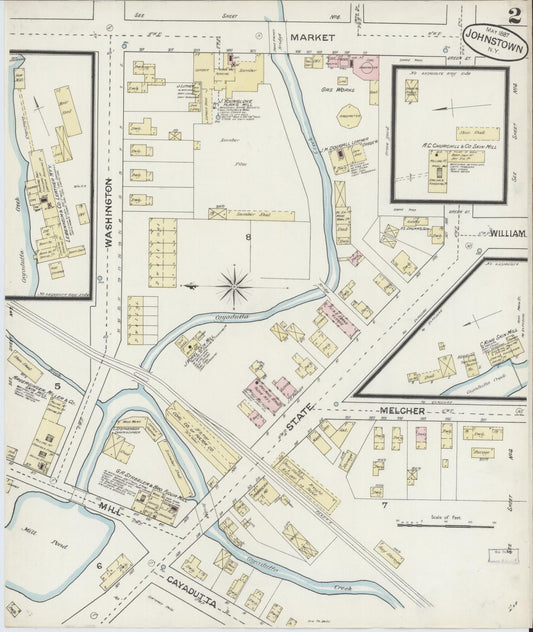Sanborn Fire Insurance Map from Johnstown, Fulton County, New York (1887), Sheet #0002 - Complete Map Set gallery image, historic Sanborn map, vintage wall art, New York New York