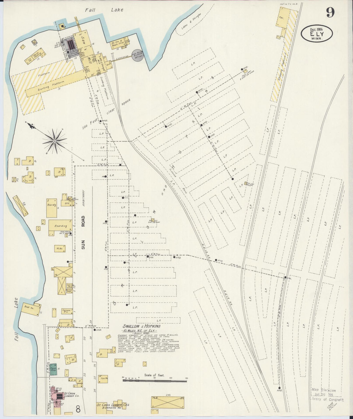 Sanborn Fire Insurance Map from Ely, Saint Louis County, Minnesota (1906), Sheet #0009 - Complete Map Set gallery image, historic Sanborn map, vintage wall art, Minnesota Minnesota