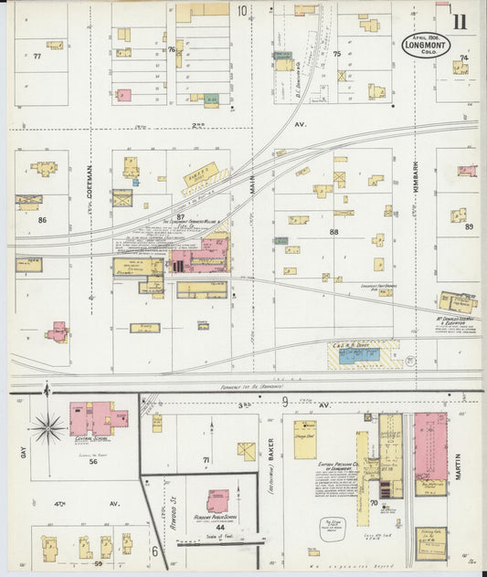 Sanborn Fire Insurance Map from Longmont, Boulder County, Colorado (1906), Sheet #0011 - Historic Sanborn Fire Insurance Map Print, vintage old map wall art, antique decor, genealogy gift, Colorado Colorado map