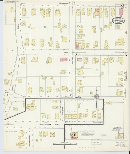 Sanborn Fire Insurance Map from Granville, Licking County, Ohio (1913), Sheet #0002 - Complete Map Set gallery image, historic Sanborn map, vintage wall art, Ohio Ohio