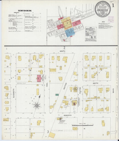 Sanborn Fire Insurance Map from Colchester, Mcdonough County, Illinois (1906), Sheet #0001 - Complete Map Set gallery image, historic Sanborn map, vintage wall art, Illinois Illinois