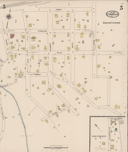 Sanborn Fire Insurance Map from Cornelia, Habersbam County, Georgia (1922), Sheet #0005 - Complete Map Set gallery image, historic Sanborn map, vintage wall art, Georgia Georgia