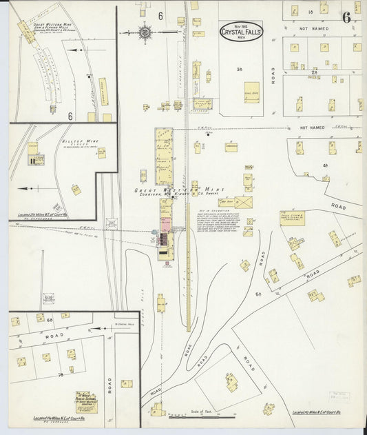 Sanborn Fire Insurance Map from Crystal Falls, Iron County, Michigan (1914), Sheet #0006 - Historic Sanborn Fire Insurance Map Print, vintage old map wall art, antique decor, genealogy gift, Michigan Michigan map