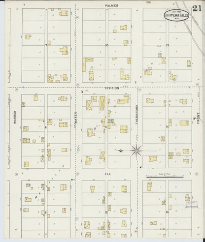 Sanborn Fire Insurance Map from Chippewa Falls, Chippewa County, Wisconsin (1895), Sheet #0021 - Complete Map Set gallery image, historic Sanborn map, vintage wall art, Wisconsin Wisconsin