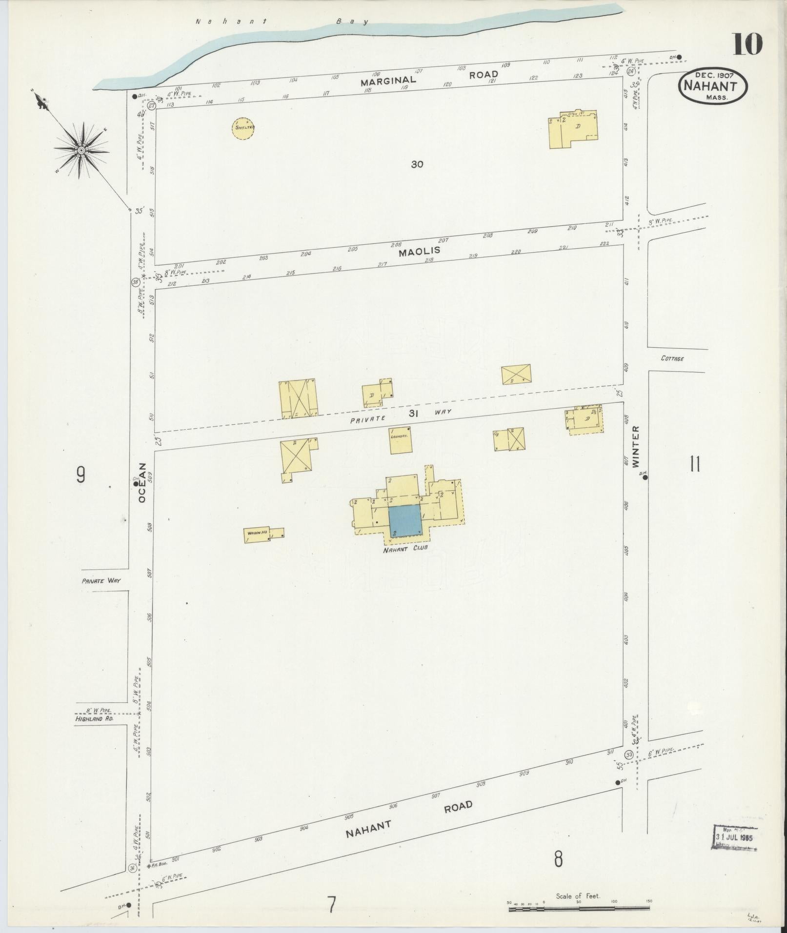 Sanborn Fire Insurance Map from Nahant, Essex County, Massachusetts (1907), Sheet #0010 - Complete Map Set gallery image, historic Sanborn map, vintage wall art, Massachusetts Massachusetts