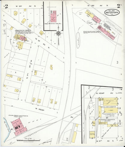 Sanborn Fire Insurance Map from Watertown, Codington County, South Dakota (1923), Sheet #0002 - Complete Map Set gallery image, historic Sanborn map, vintage wall art, South Dakota South Dakota