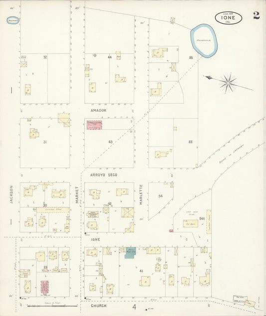 Sanborn Fire Insurance Map from Ione, Amador County, California (1898), Sheet #0002 - Historic Sanborn Fire Insurance Map Print, vintage old map wall art, antique decor, genealogy gift, California California map