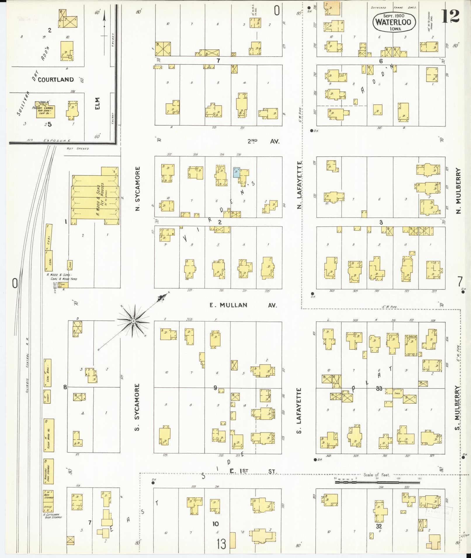 Sanborn Fire Insurance Map from Waterloo, Black Hawk County, Iowa (1900), Sheet #0012 - Historic Sanborn Fire Insurance Map Print