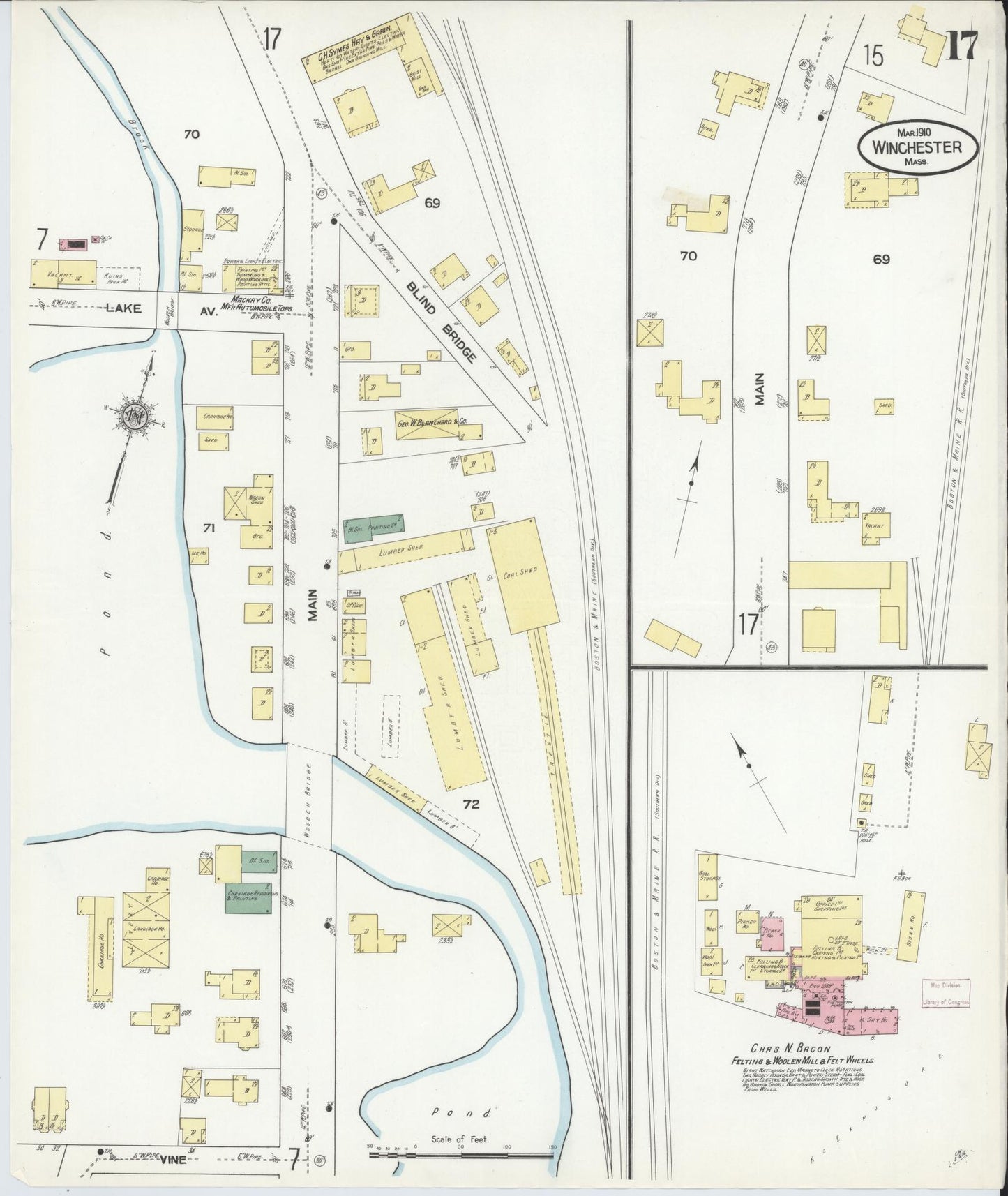 Sanborn Fire Insurance Map from Winchester, Middlesex County, Massachusetts (1910), Sheet #0017 - Complete Map Set gallery image, historic Sanborn map, vintage wall art, Massachusetts Massachusetts