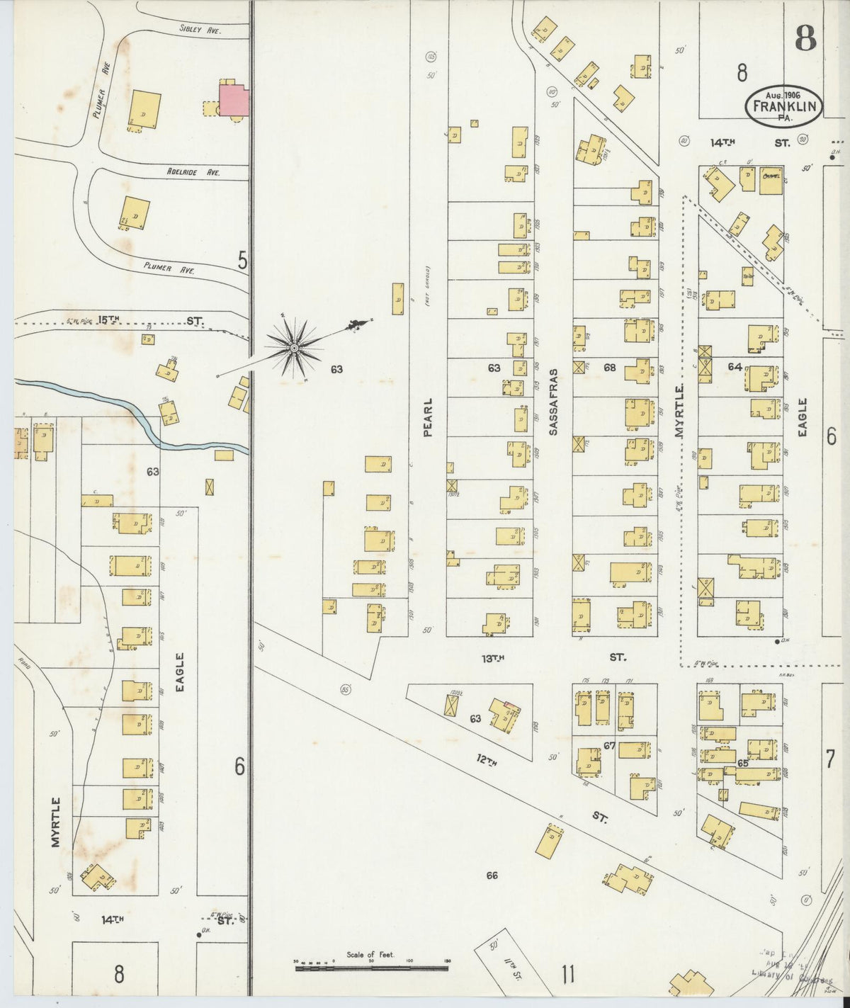 Sanborn Fire Insurance Map from Franklin, Venango County, Pennsylvania (1906), Sheet #0008 - Complete Map Set gallery image, historic Sanborn map, vintage wall art, Pennsylvania Pennsylvania