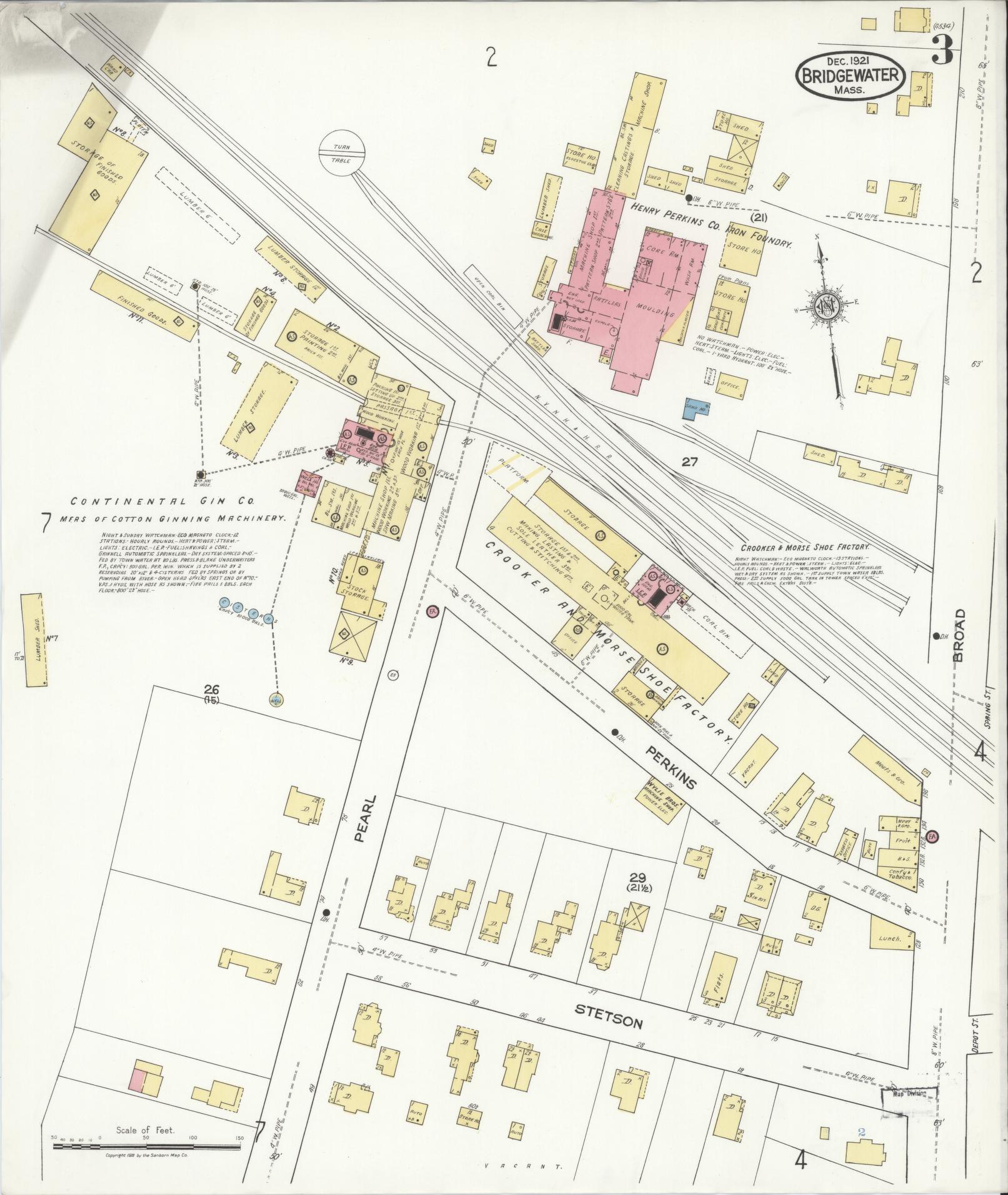 Sanborn Fire Insurance Map from Bridgewater, Plymouth County, Massachusetts (1921), Sheet #0003 - Complete Map Set gallery image, historic Sanborn map, vintage wall art, Massachusetts Massachusetts