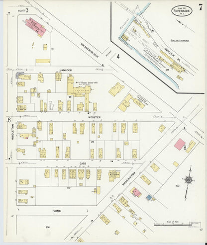 Sanborn Fire Insurance Map from Riverside, Burlington County, New Jersey (1911), Sheet #0007 - Historic Sanborn Fire Insurance Map Print, vintage old map wall art, antique decor, genealogy gift, New Jersey New Jersey map
