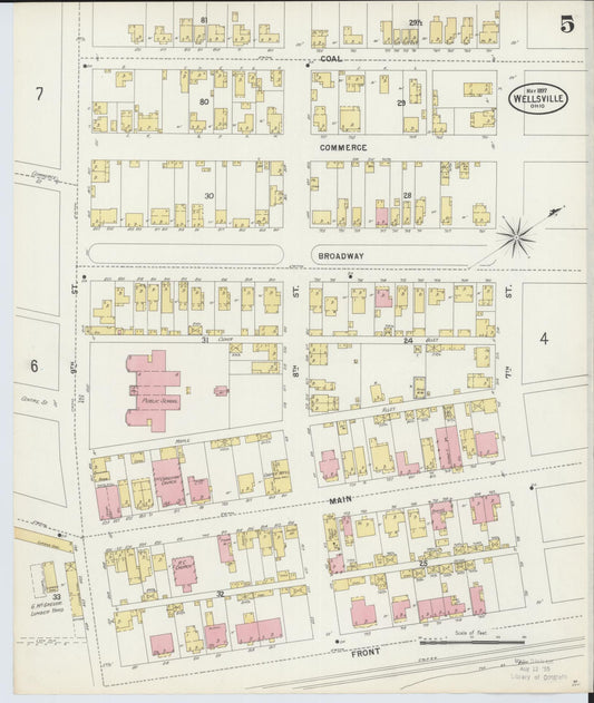 Sanborn Fire Insurance Map from Wellsville, Columbiana County, Ohio (1897), Sheet #0005 - Historic Sanborn Fire Insurance Map Print, vintage old map wall art, antique decor, genealogy gift, Ohio Ohio map