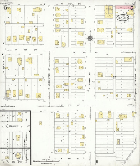 Sanborn Fire Insurance Map from Elk City, Beckham County, Oklahoma (1923), Sheet #0005 - Historic Sanborn Fire Insurance Map Print, vintage old map wall art, antique decor, genealogy gift, Oklahoma Oklahoma map