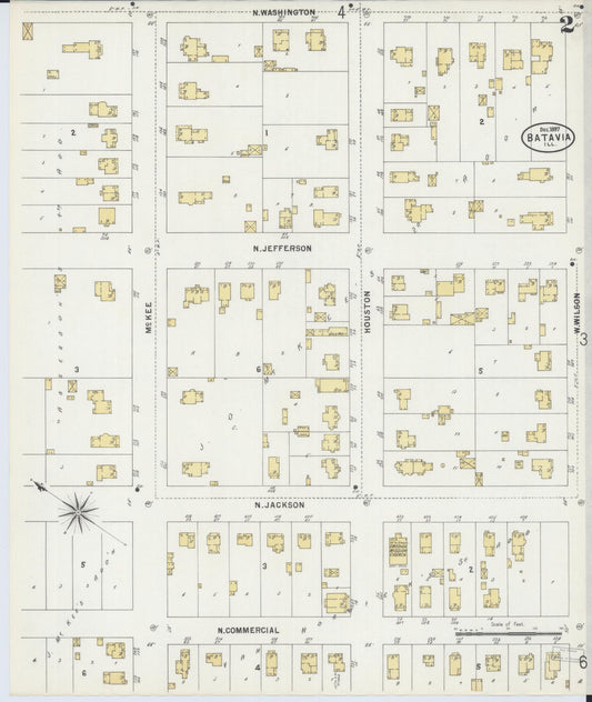 Sanborn Fire Insurance Map from Batavia, Kane County, Illinois (1897), Sheet #0002 - Historic Sanborn Fire Insurance Map Print, vintage old map wall art, antique decor, genealogy gift, Illinois Illinois map