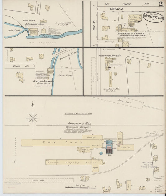 Sanborn Fire Insurance Map from Monroeton, Bradford County, Pennsylvania (1885), Sheet #0002 - Historic Sanborn Fire Insurance Map Print, vintage old map wall art, antique decor, genealogy gift, Pennsylvania Pennsylvania map