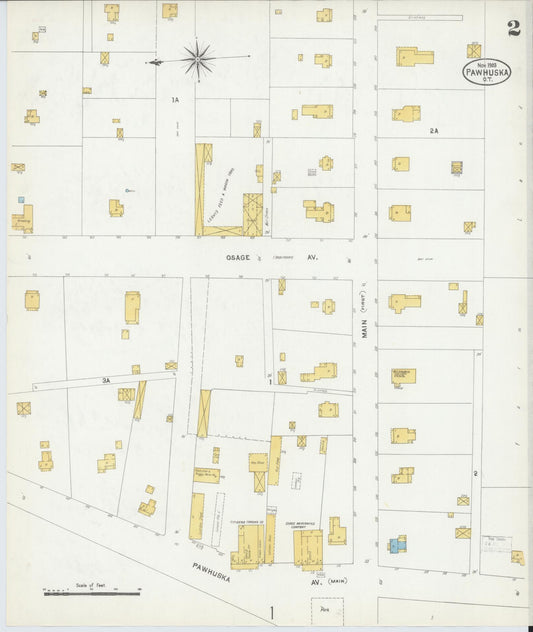 Sanborn Fire Insurance Map from Pawhuska, Osage County, Oklahoma (1903), Sheet #0002 - Historic Sanborn Fire Insurance Map Print, vintage old map wall art, antique decor, genealogy gift, Oklahoma Oklahoma map