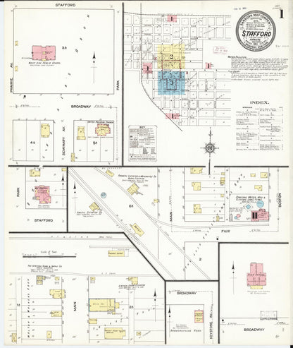 Sanborn Fire Insurance Map from Stafford, Stafford County, Kansas (1911), Sheet #0001 - Complete Map Set gallery image, historic Sanborn map, vintage wall art, Kansas Kansas