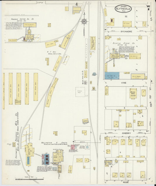 Sanborn Fire Insurance Map from Blytheville, Mississippi County, Arkansas (1913), Sheet #0007 - Historic Sanborn Fire Insurance Map Print, vintage old map wall art, antique decor, genealogy gift, Blytheville Mississippi map