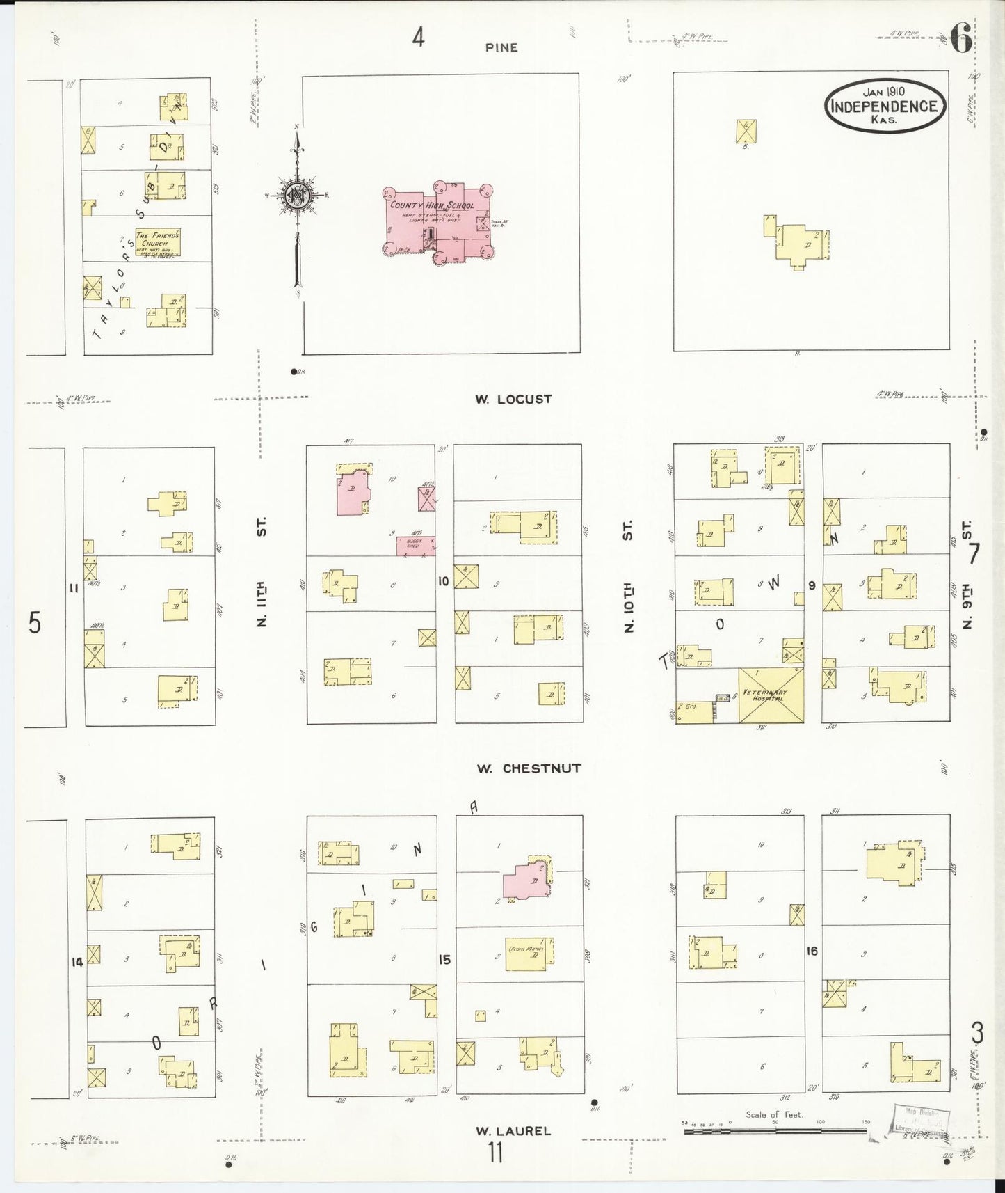 Sanborn Fire Insurance Map from Independence, Montgomery County, Kansas (1910), Sheet #0006 - Complete Map Set gallery image, historic Sanborn map, vintage wall art, Kansas Kansas