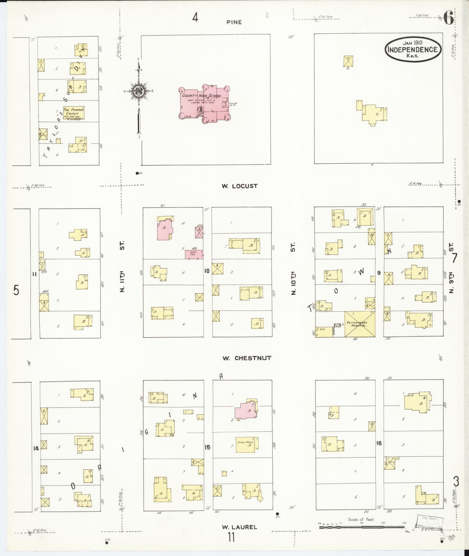 Sanborn Fire Insurance Map from Independence, Montgomery County, Kansas (1910), Sheet #0006 - Complete Map Set gallery image, historic Sanborn map, vintage wall art, Kansas Kansas