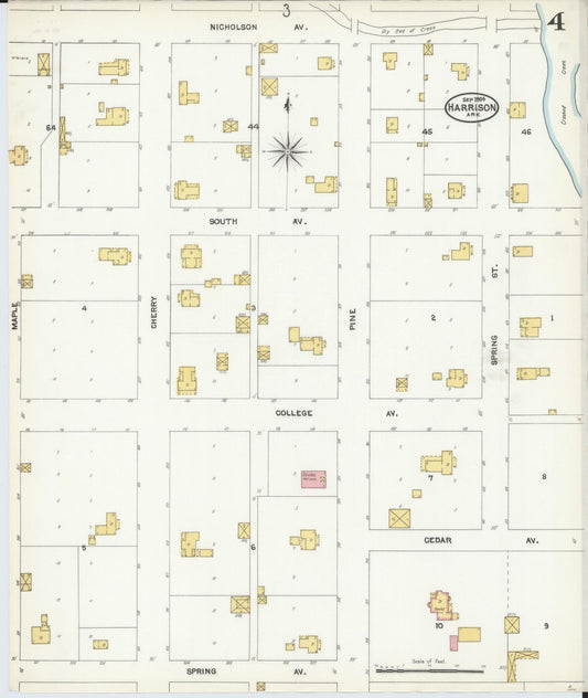 Sanborn Fire Insurance Map from Harrison, Boone County, Arkansas (1904), Sheet #0004 - Historic Sanborn Fire Insurance Map Print, vintage old map wall art, antique decor, genealogy gift, Arkansas Arkansas map