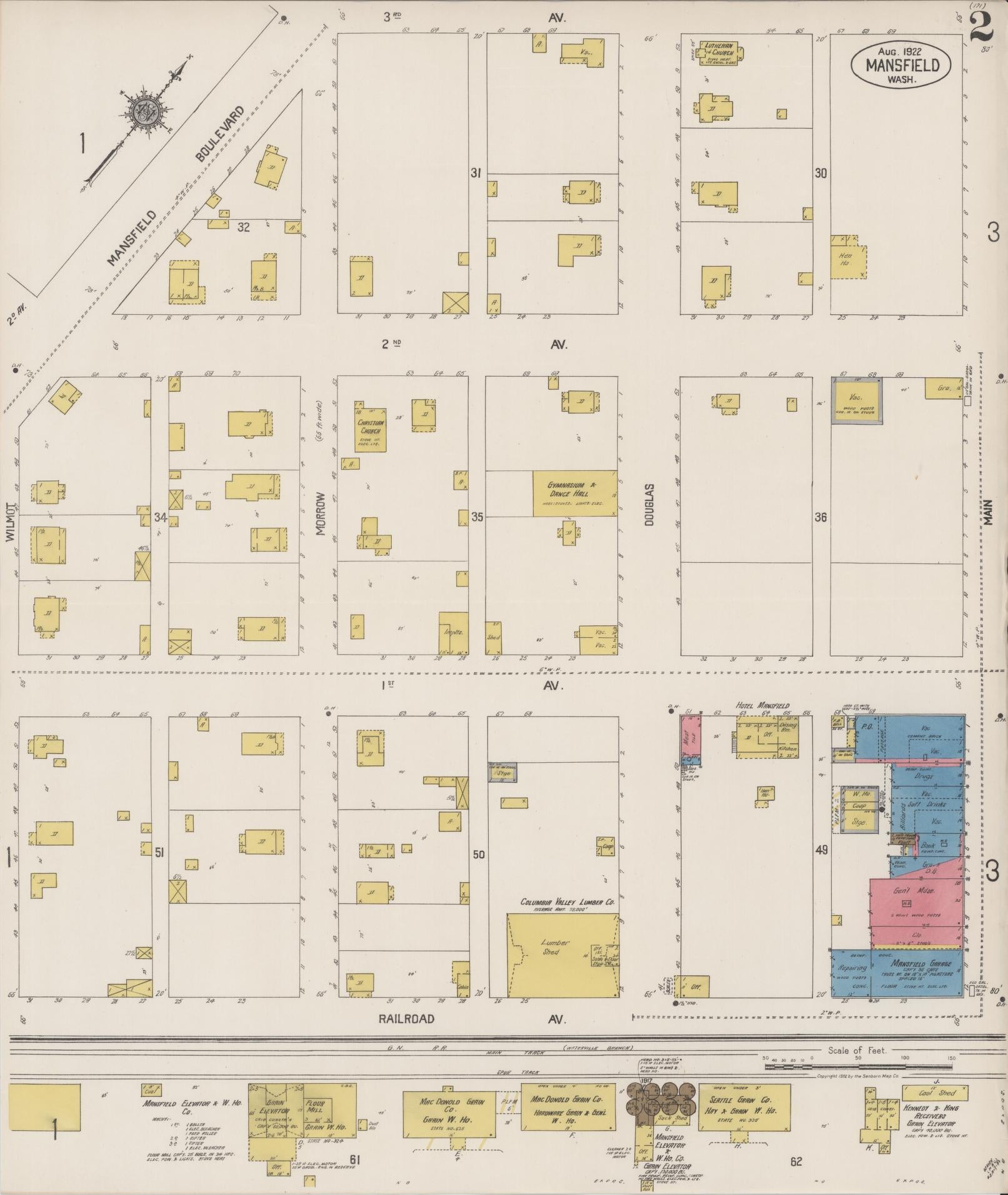 Sanborn Fire Insurance Map from Mansfield, Douglas County, Washington (1922), Sheet #0002 - Complete Map Set gallery image, historic Sanborn map, vintage wall art, Washington Washington