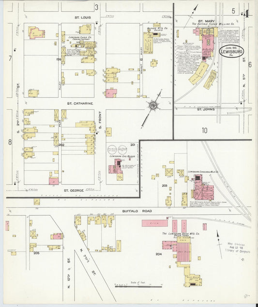 Sanborn Fire Insurance Map from Lewisburg, Union County, Pennsylvania (1913), Sheet #0004 - Historic Sanborn Fire Insurance Map Print, vintage old map wall art, antique decor, genealogy gift, Pennsylvania Pennsylvania map