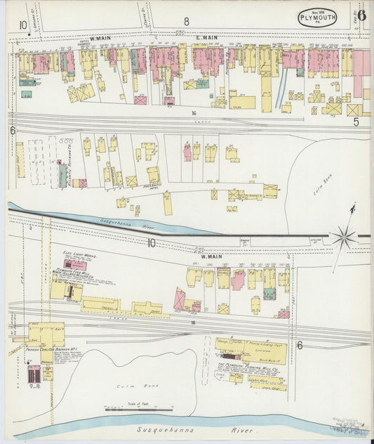 Sanborn Fire Insurance Map from Plymouth, Luzerne County, Pennsylvania (1896), Sheet #0006 - Historic Sanborn Fire Insurance Map Print, vintage old map wall art, antique decor, genealogy gift, Pennsylvania Pennsylvania map