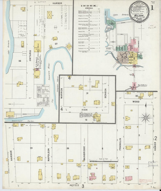 Sanborn Fire Insurance Map from Wilson, Niagara County, New York (1897), Sheet #0001 - Historic Sanborn Fire Insurance Map Print, vintage old map wall art, antique decor, genealogy gift, New York New York map