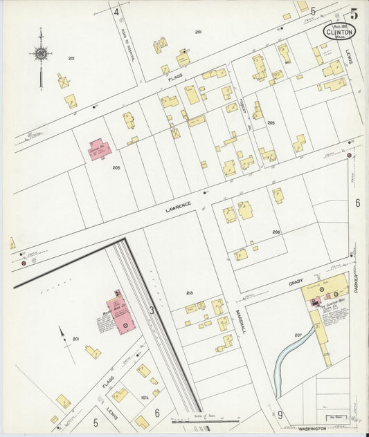 Sanborn Fire Insurance Map from Clinton, Worcester County, Massachusetts (1911), Sheet #0005 - Historic Sanborn Fire Insurance Map Print, vintage old map wall art, antique decor, genealogy gift, Massachusetts Massachusetts map