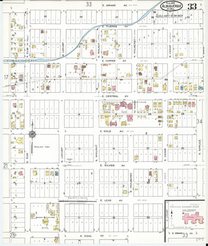 Sanborn Fire Insurance Map from Albuquerque, Bernalillo County, New Mexico (1919), Sheet #0033 - Complete Map Set gallery image, historic Sanborn map, vintage wall art, New Mexico New Mexico