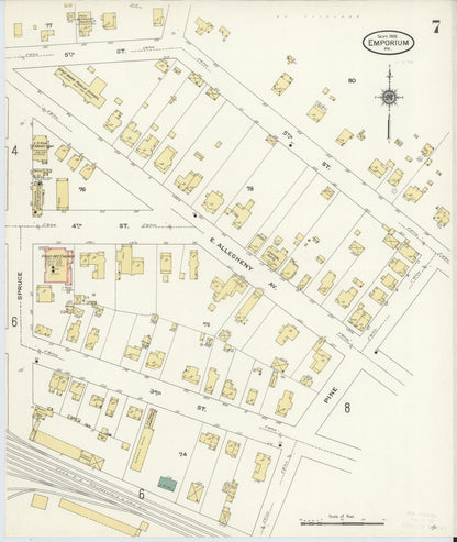 Sanborn Fire Insurance Map from Emporium, Cameron County, Pennsylvania (1909), Sheet #0007 - Complete Map Set gallery image, historic Sanborn map, vintage wall art, Pennsylvania Pennsylvania