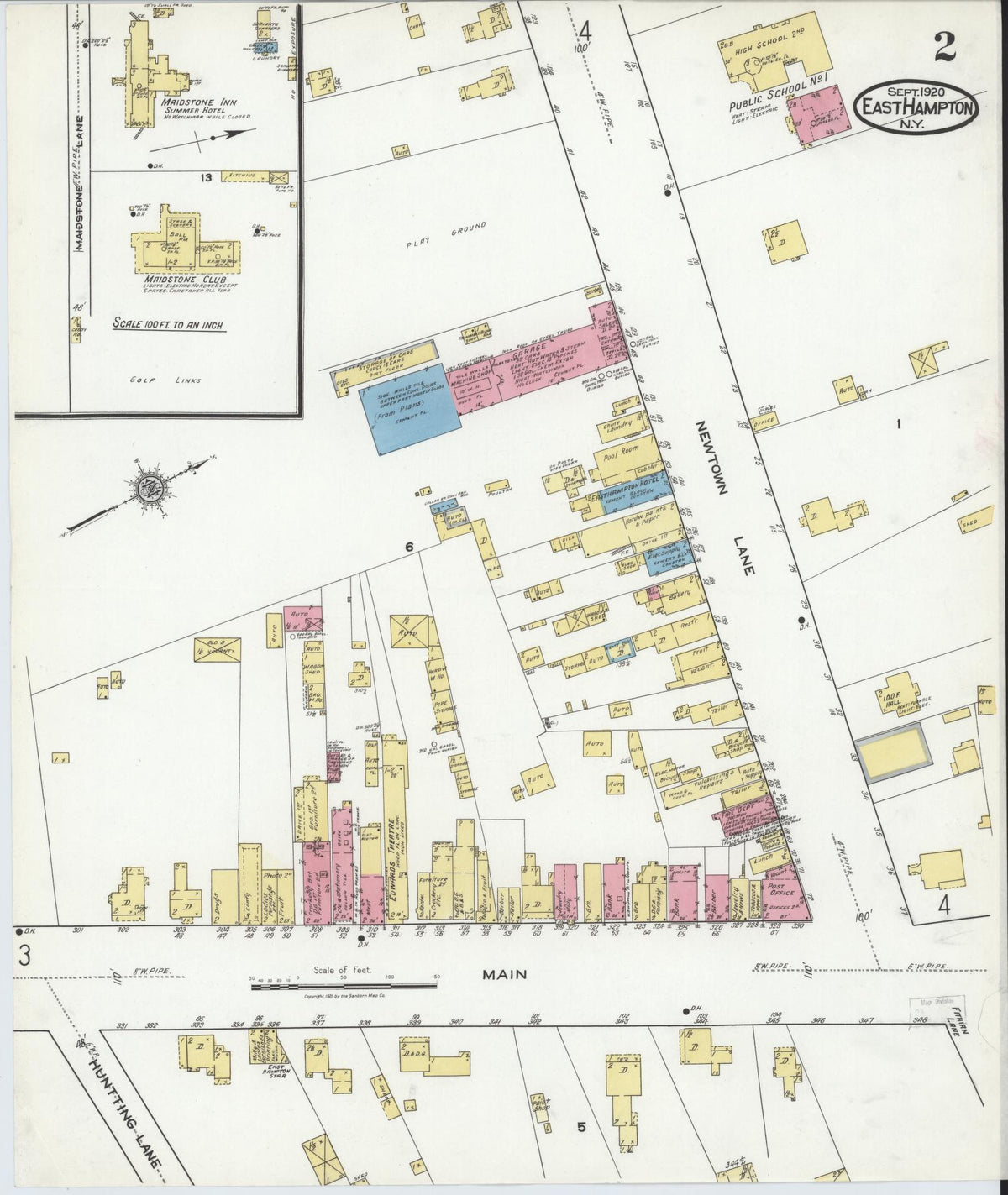 Sanborn Fire Insurance Map from Easthampton, Suffolk County, New York (1920), Sheet #0002 - Complete Map Set gallery image, historic Sanborn map, vintage wall art, New York New York